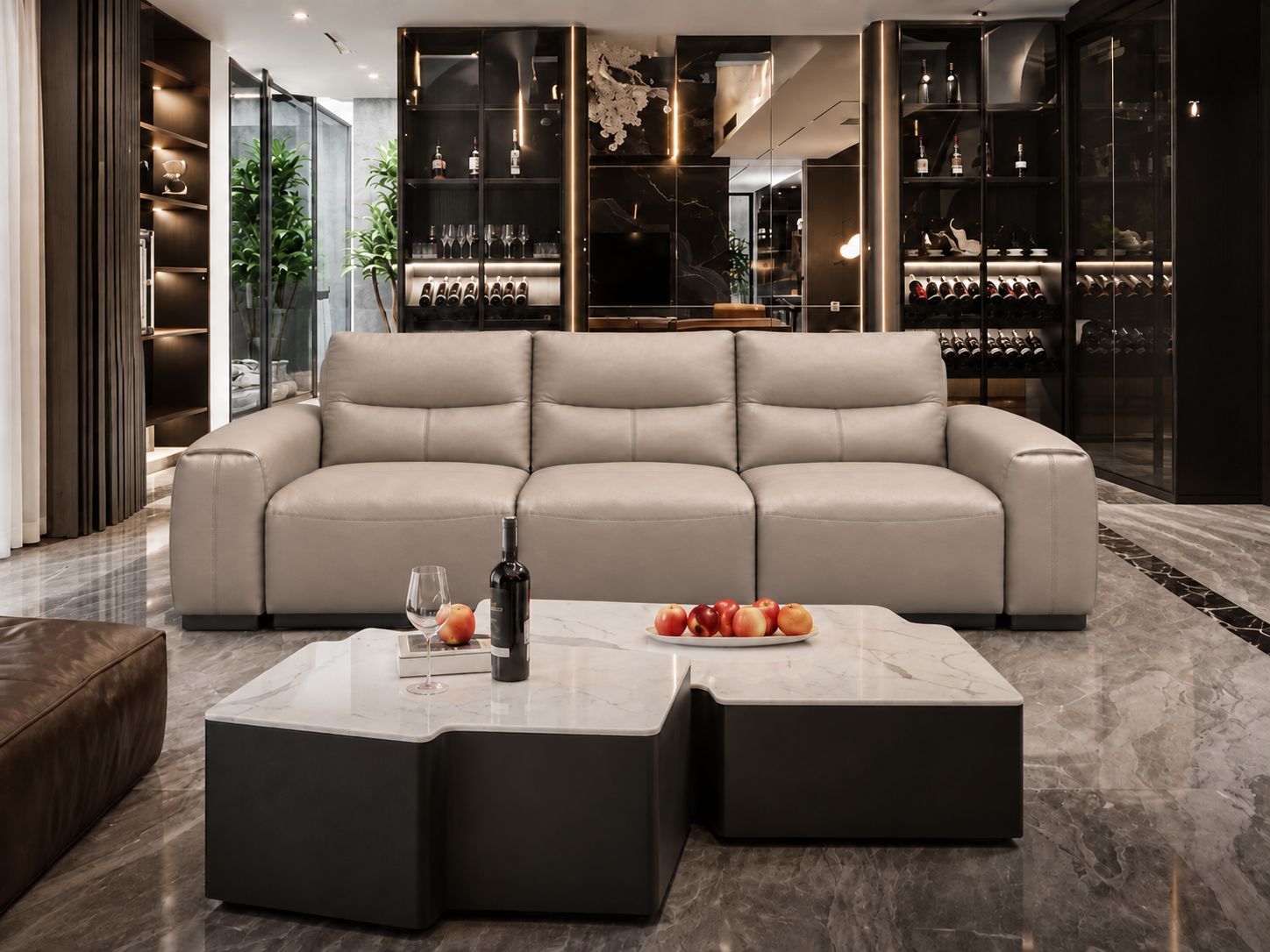 Sofa ba chỗ Avaro TLI bố trí cùng bàn trà Sofa ba chỗ Avaro TLI bố trí cùng bàn trà
